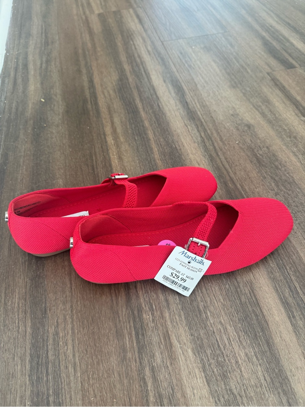 Women's Red Mary Jane Flats with Buckle